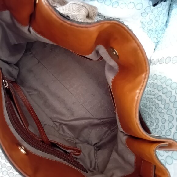 Michael Kors Hamilton Est/West Brown Logo Satchel Purse Bag - Picture 8 of 16